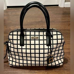Checkered Black White Kate Spade Bowling Bag Crossbody Purse